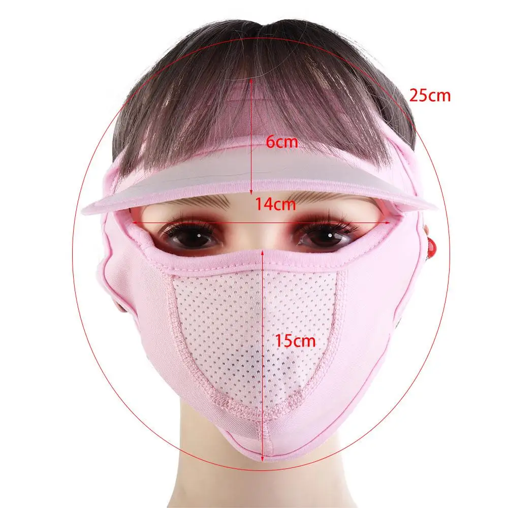 Document-Masque facial avec bord de protection des yeux, protection UV, voile de conduite, chapeaux de soleil pour femmes, masque de protection solaire d'été, masque Gini