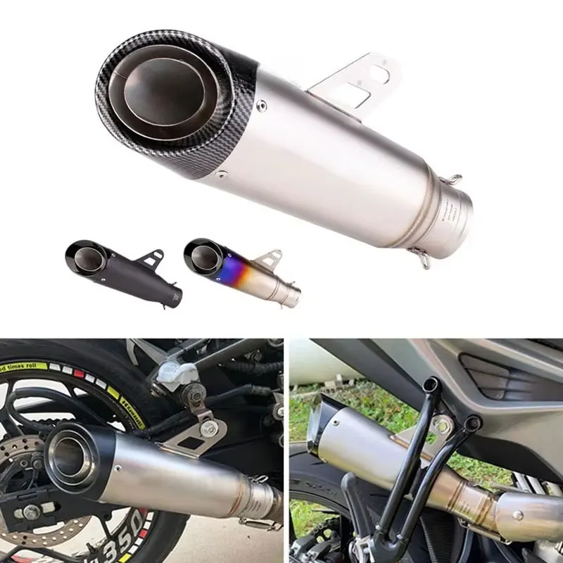 Universele motoruitlaatdemper voor Honda Yamaha YZF R6 R15 R1 R3 R25 MT07 MT09 Tmax155 GSX250 Pcx125 Z250 Z300 met logo - afbeelding 2
