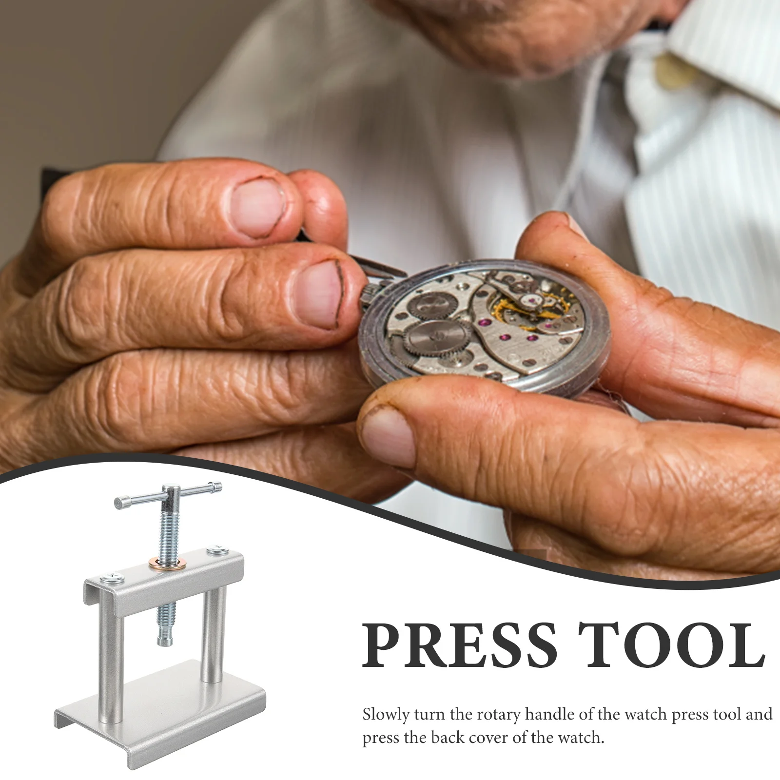 1 set di strumenti per pressa per orologi a spirale per la rimozione della copertura posteriore e il kit di riparazione dell'orologio di ricambio con stampi chiudiporta professionale