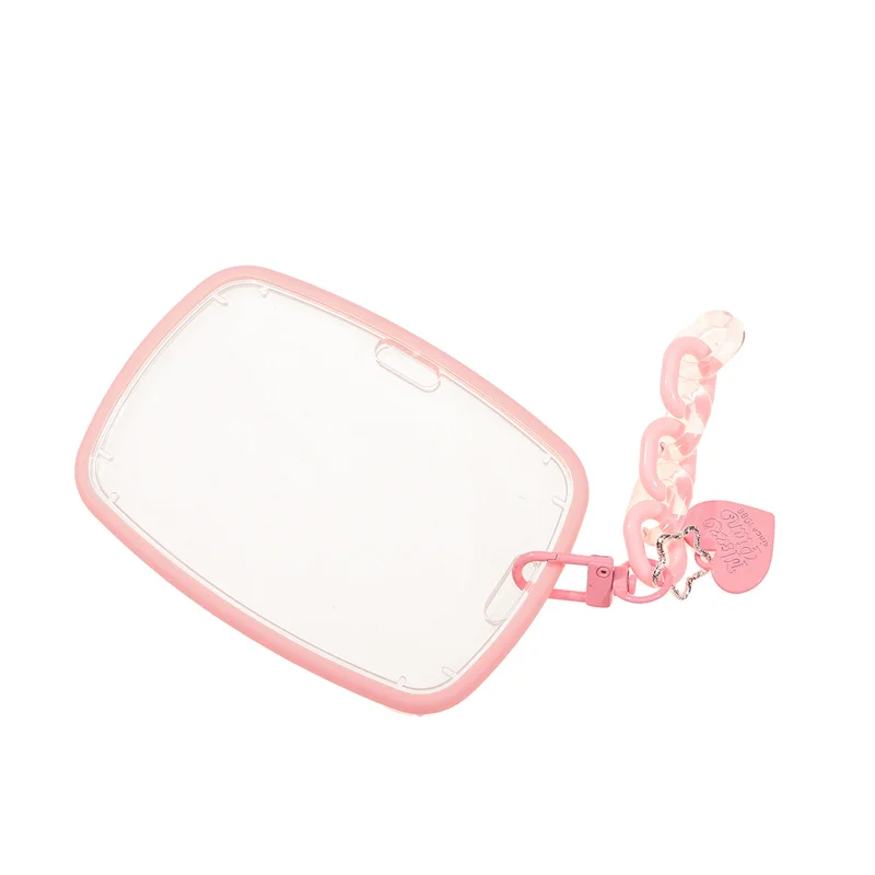 Transparent Bank Card Photo Display Holder Holder Plastics Kpop Photo Protector Pink Oval Card Holder Storage Protective Case