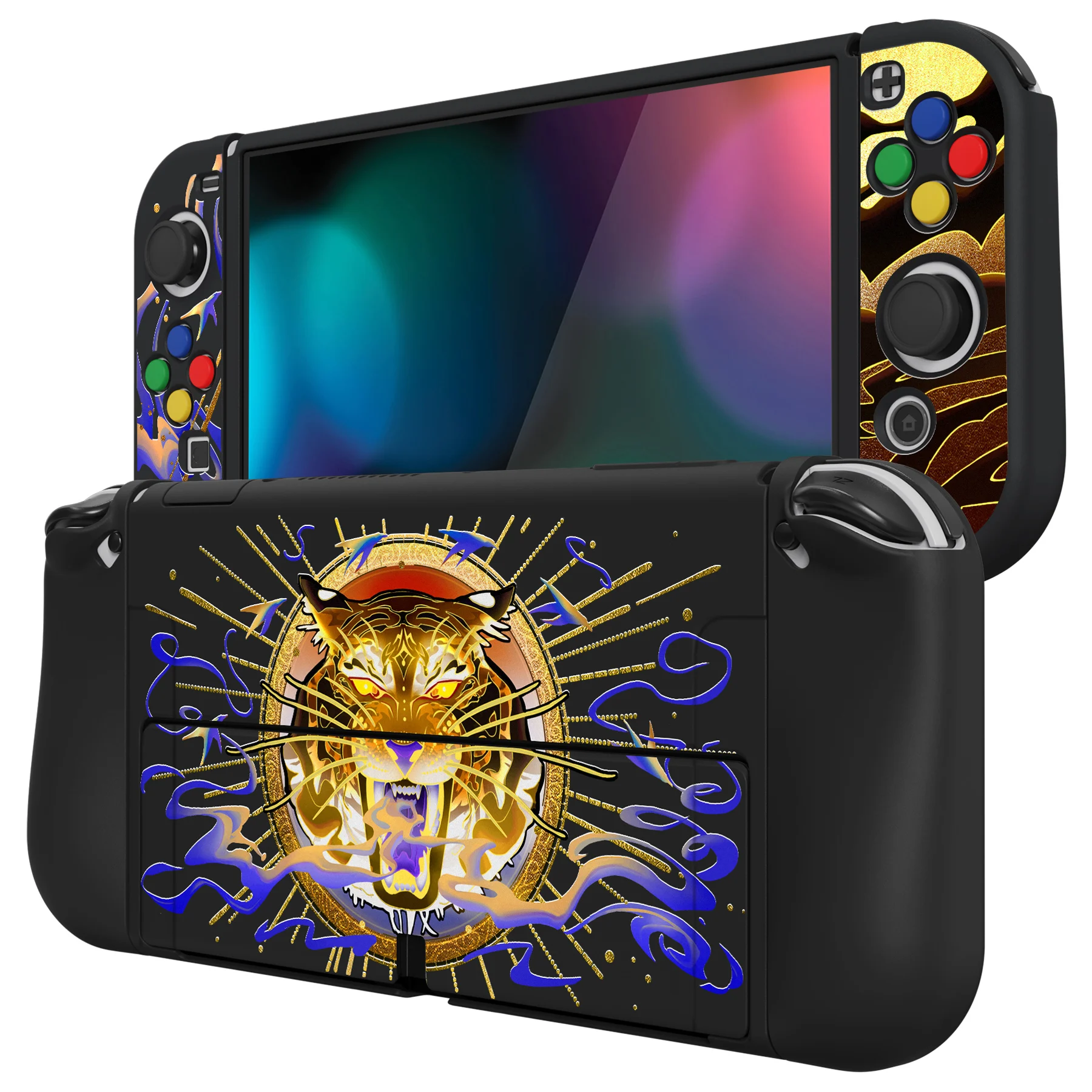 

PlayVital ZealProtect Soft Protective Case Protector W/Thumb Grips, Direction Button Caps for Nintendo Switch OLED - Tiger Tarot