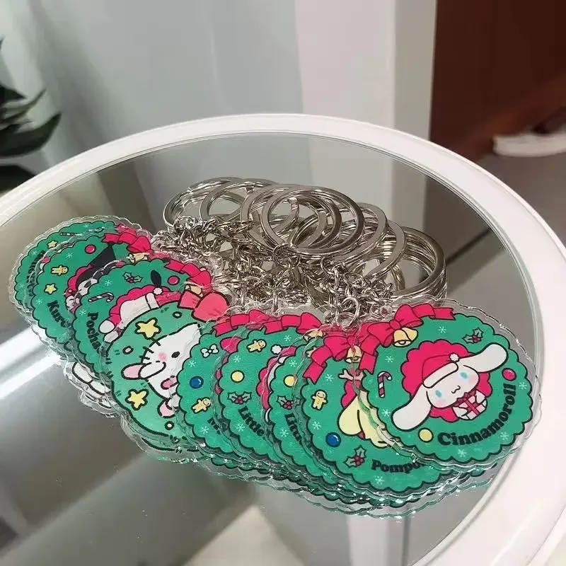 

Cute Hellos Kittys Cinnamorolls Christmas Green Christmas Tree Keychain for Best Friends Holiday Gift Bag Pendant Christmas Gift