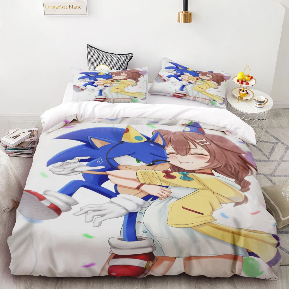 

Duvet Cover 3D Exquisite Cartoon Sonic Game Digital Printing Bedding Set Home Decor Comforter Bed Youth Kids Girl Boys Gift