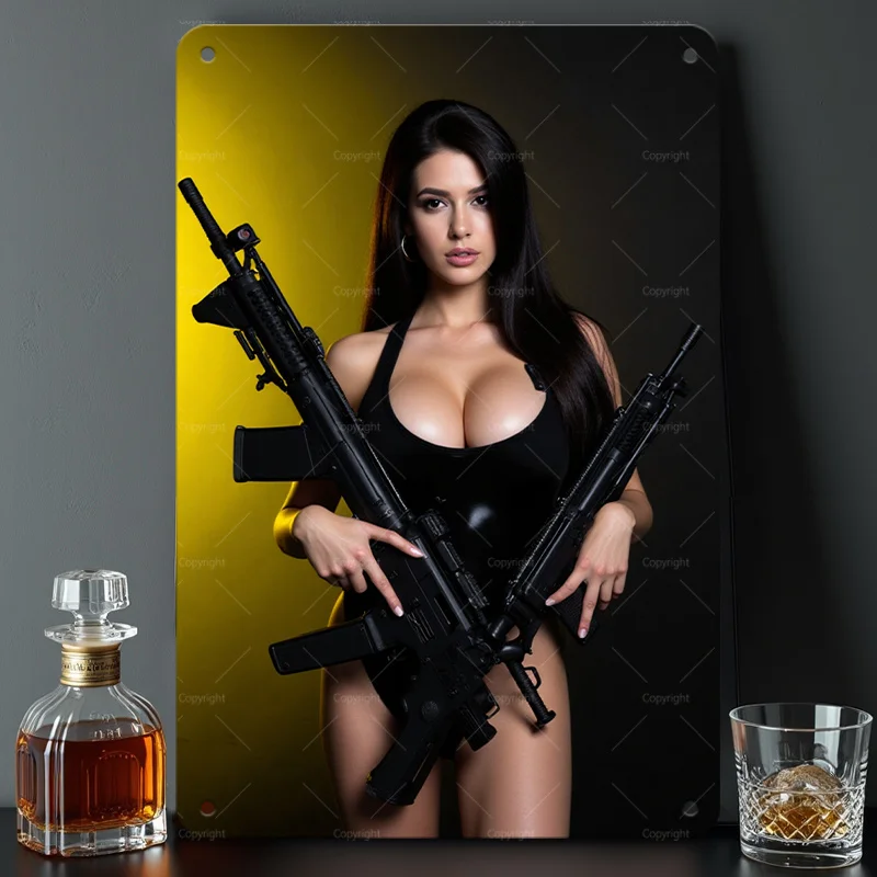 Metal Tin Sign, Wall Art Decorative Plaque, Vintage poster-Sexy Woman Bikini Elegant Goddess Applicable to Home Decor, Club, B