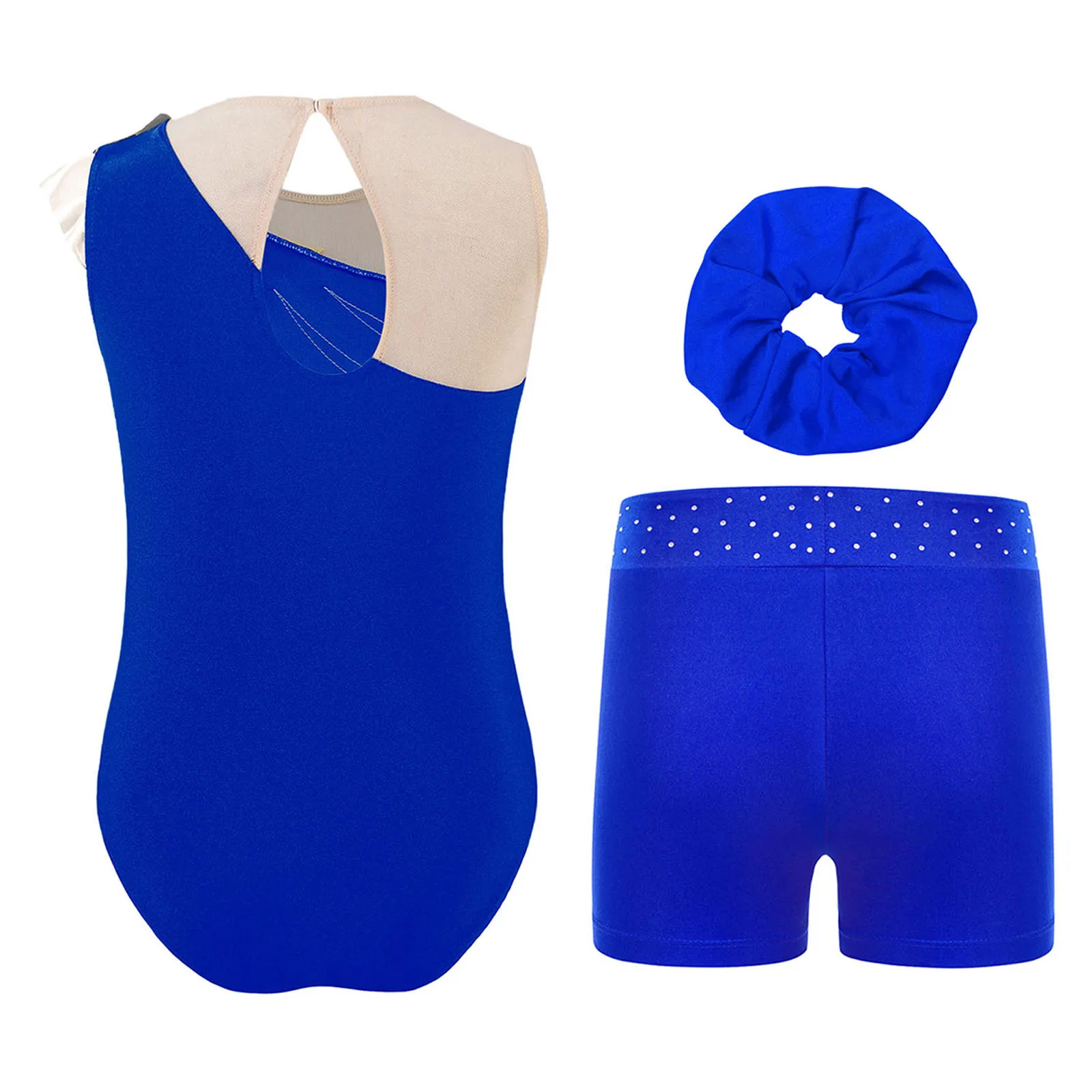 

Kids Girls Ballet Dance Costume Acrobatics Rhythmic Gymnastic Leotard with Shorts Set Figure Skating Jumpsuit Bodysuit Dancewear