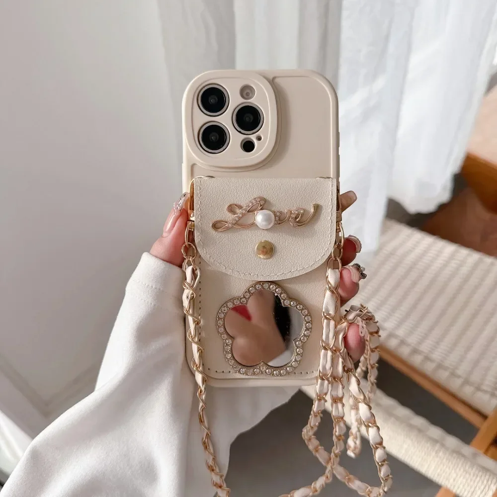 Umhängetasche, Kartenhalter, Leder-Handyhülle für iPhone 17 Air 16 Pro Max 15 14 Plus 13 12 11 XS XR X 7 8 Schutzhülle