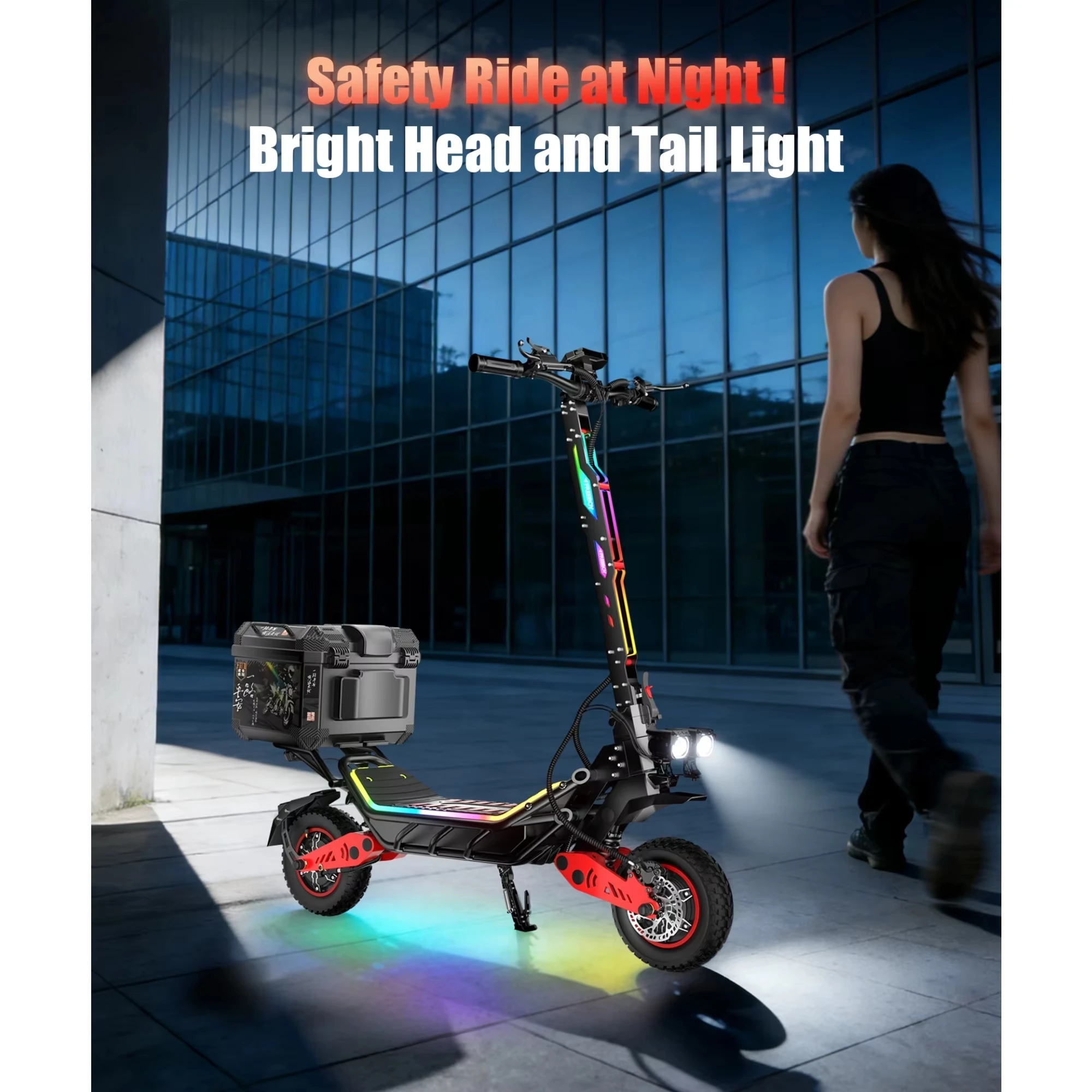 FREEBOY H10 Klappbarer Elektroroller 6000W Doppelmotor 60V28AH Lithium-Batterie Hydraulische Bremse 75km/h E-Scooter Abnehmbarer Werkzeugkasten 12-Zoll-Reifen All-Terrain Offroad E-Scooter für Erwachsene – Detail 6