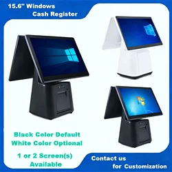 15.6 Inch Touch Screen POS Terminal Cash Register with 58/80mm Thermal Printer All in One POS System for Restaurant Supermarket
