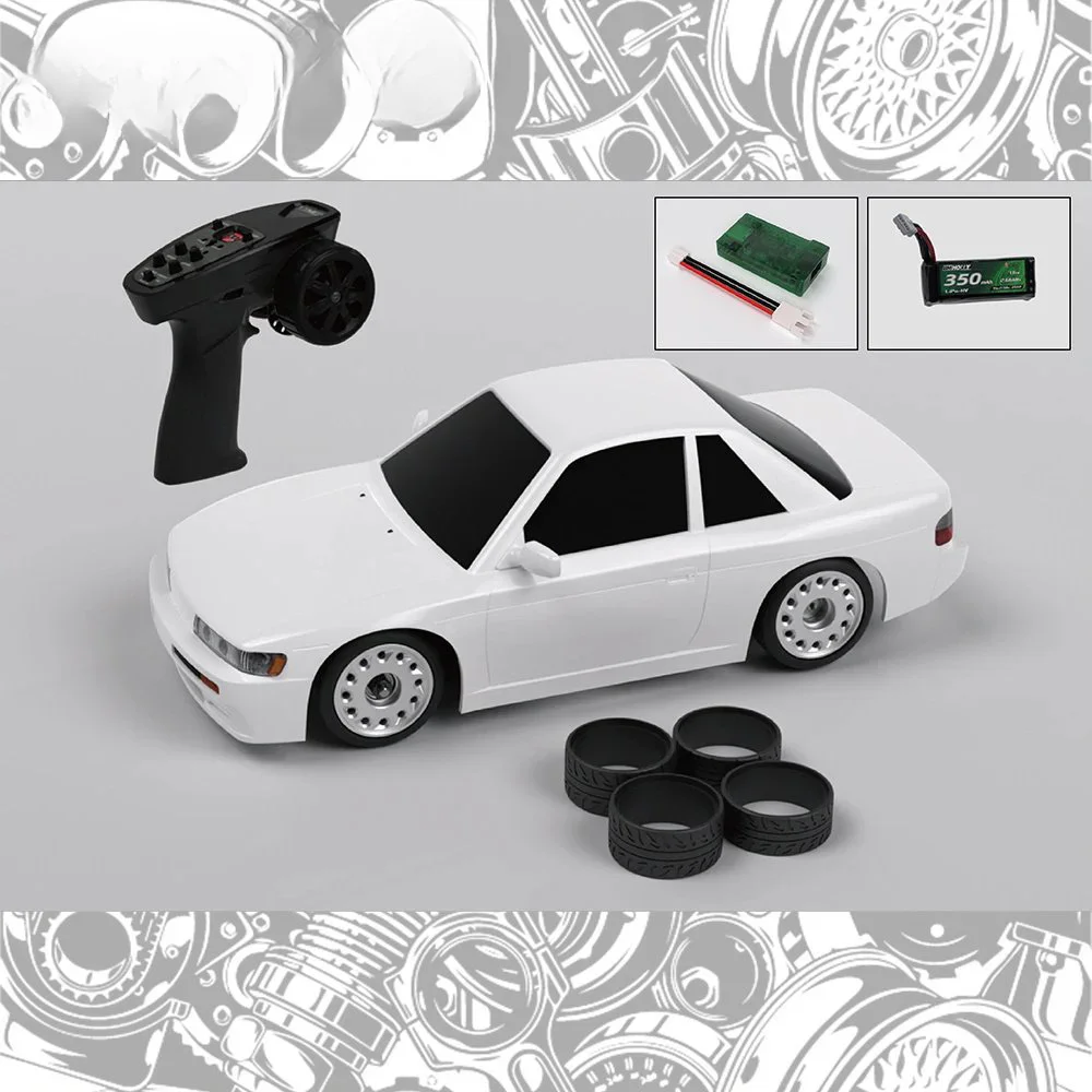 BM Racing BMHOBBY BMRX-FLD S13 RTR 1/28 2.4G RWD Mini Coche RC de Derrape con Giroscopio, Luces LED y Tracción Trasera, Vehículo de Carreras con Chasis para Modelos