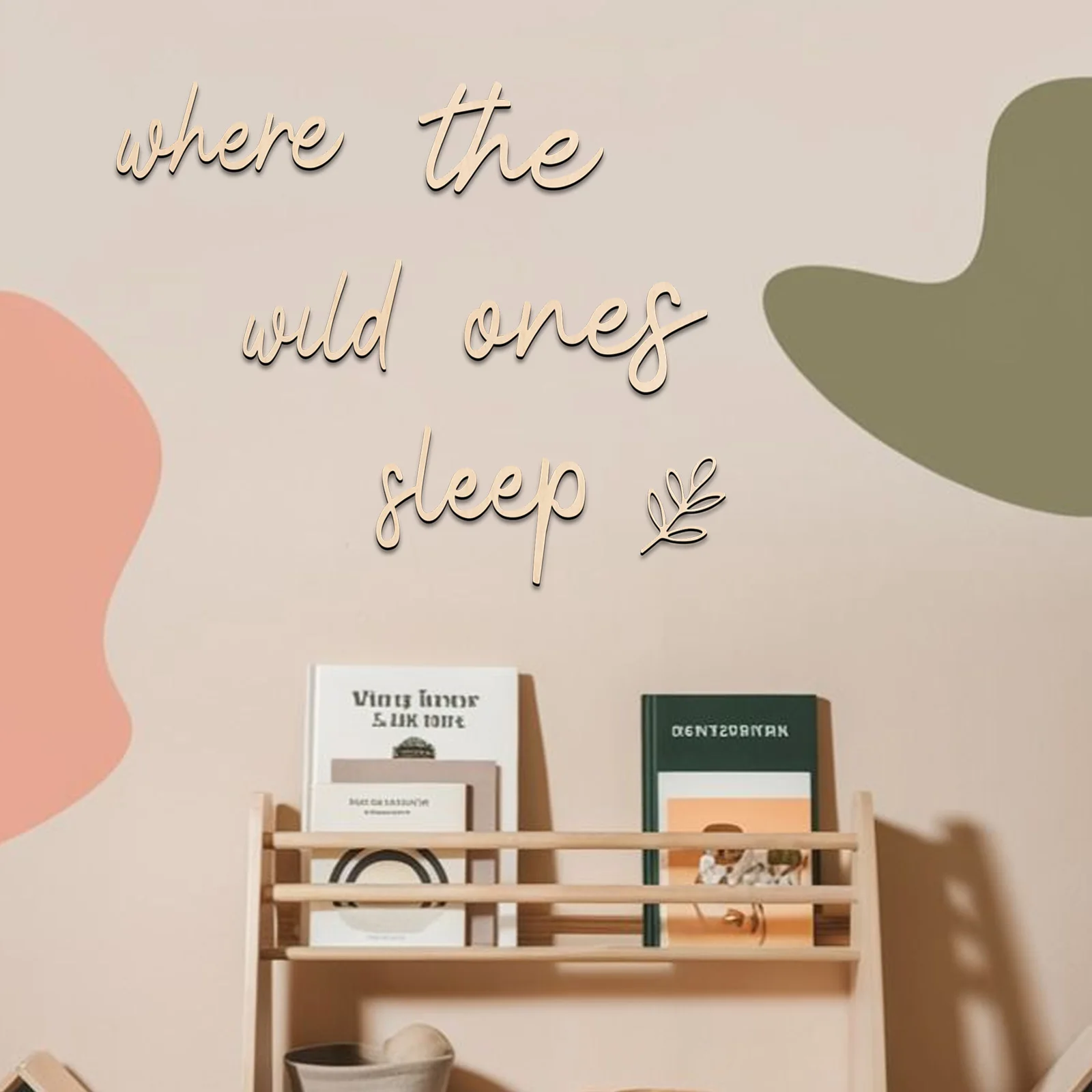 

Forest Themed Wooden Sign 'Where the Wild Ones Sleep' - Kids Room Nursery Wall Art Decor with Leaf Pattern 4mm Thick Wood