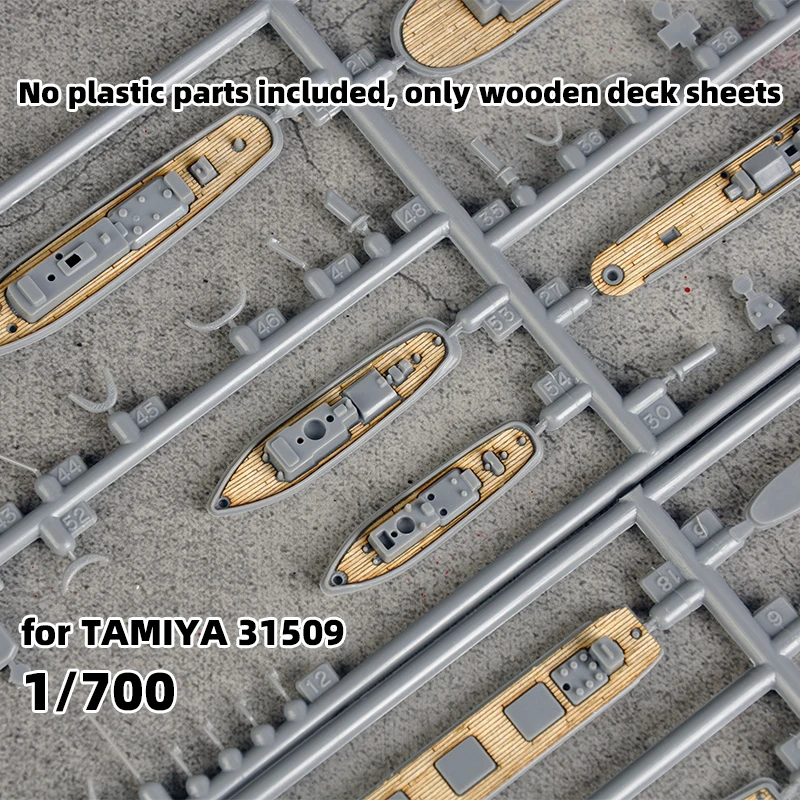 Modell-Upgrade-Teile, lasergeschnittene Holzdeckplatte mit Selbstklebefolie für Tamiya 31509 Military Tugger Set 1/700 – Detail 1