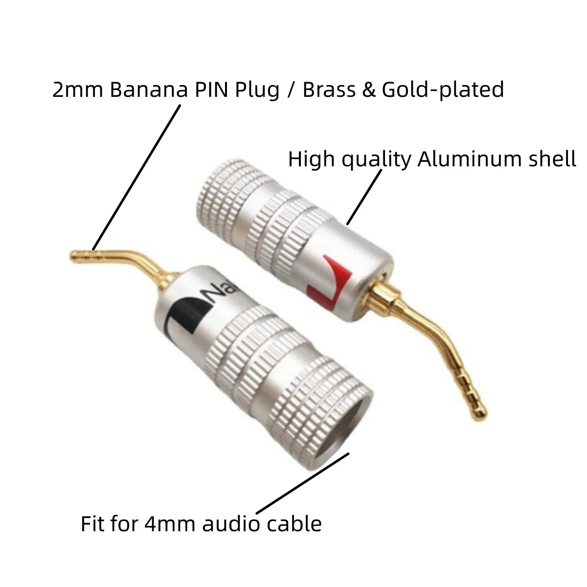 4pcs Gold-Plated Banana Plugs 4mm Banana Plug For Video Speaker Adapter Audio Jack Plug Wire Cable Connectors