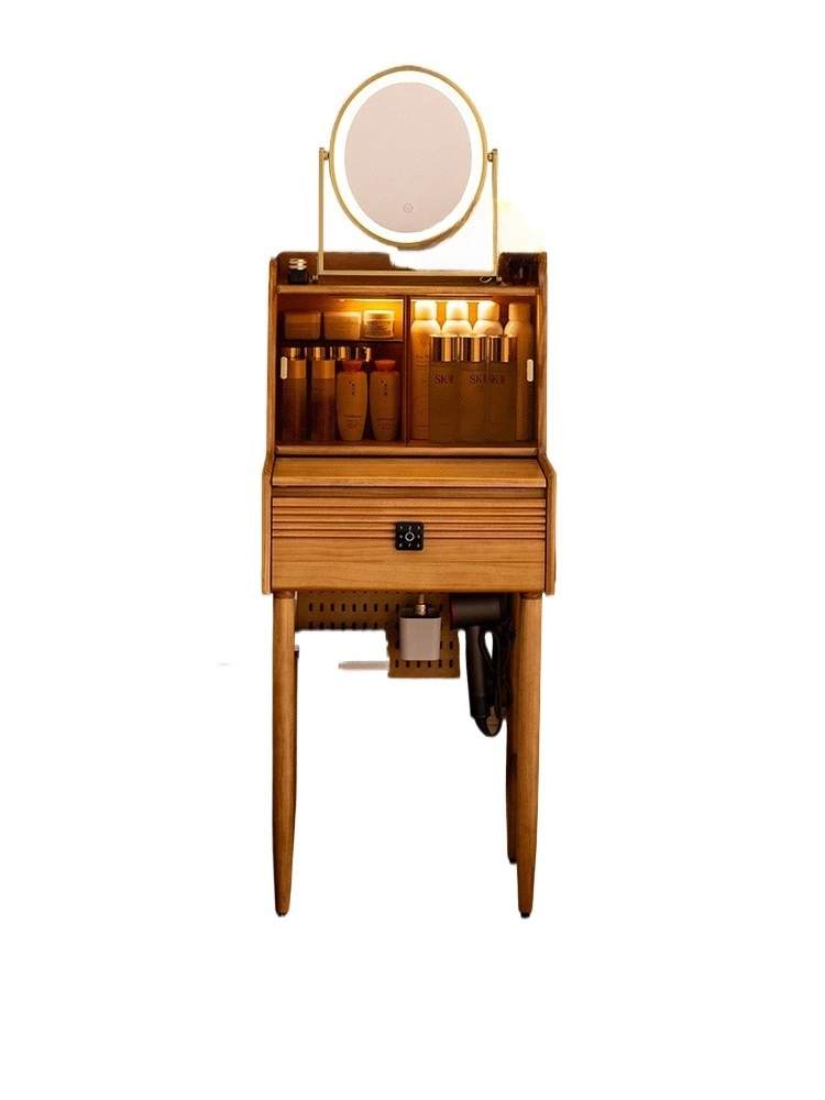 Dresser master bedroom solid wood small apartment mini drawer with fingerprint lock mirror can be hidden