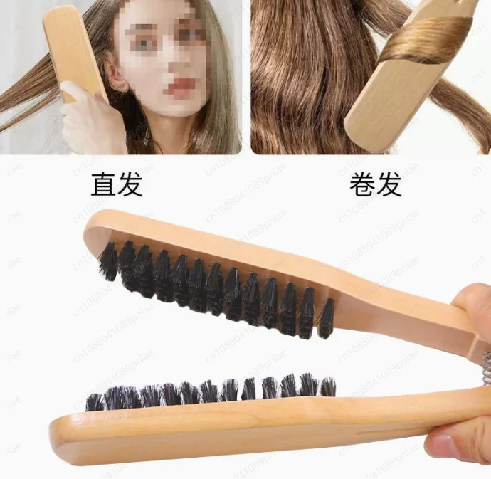 Wood Hole Splint Comb, High Temperature Resistant Straight Hair Styling Comb, Bristle Hair Smooth Board Comb