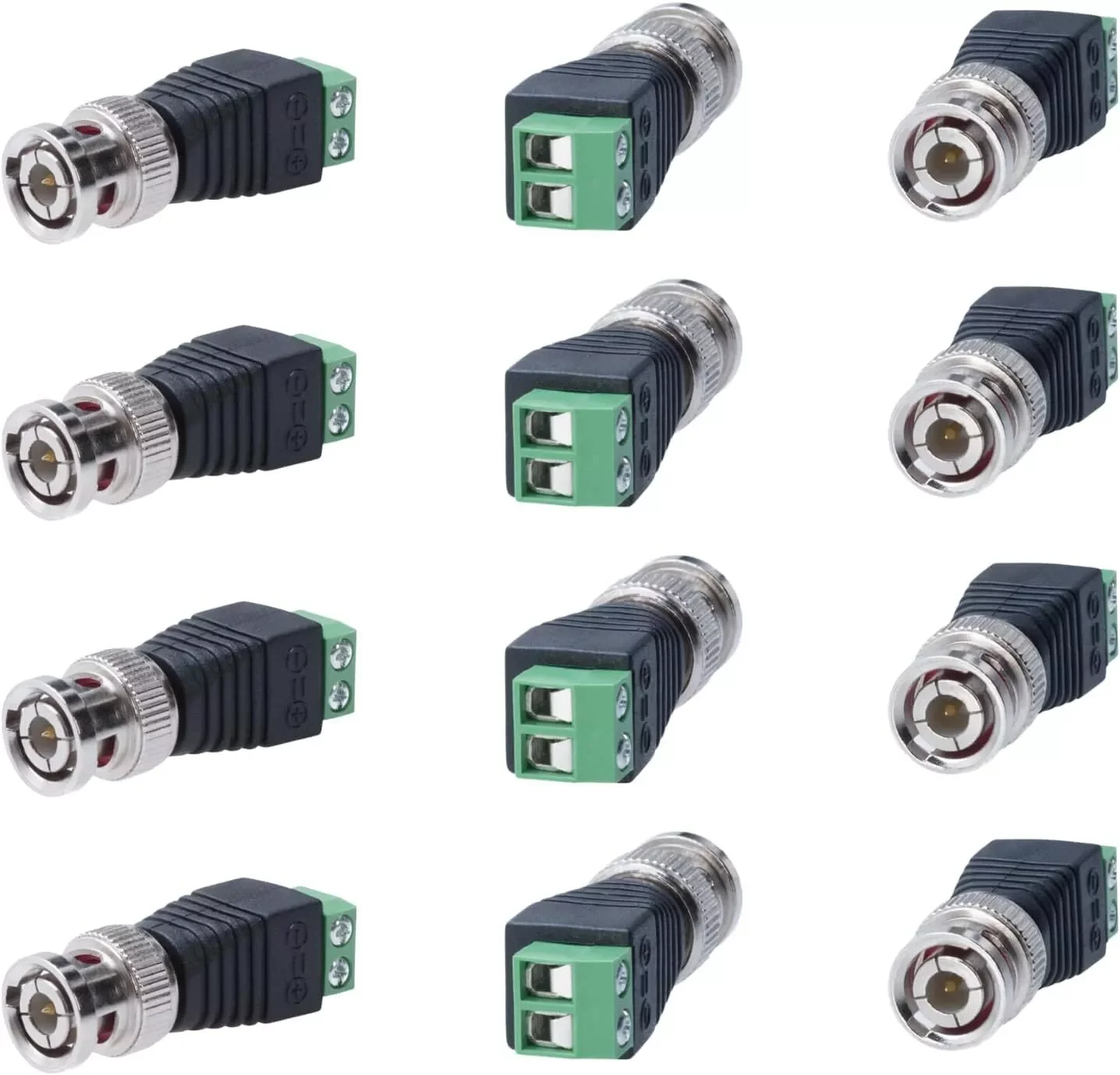 10pcs BNC Male Balun Connector for Coax CAT5 CAT6 CAT7 to CCTV Surveillance Camera LOT