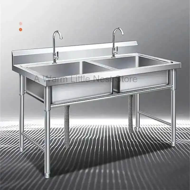 

Stainless Steel Kitchen Sinks Floor-standing Multi-size Sink with Stand Commercial Kitchen Sink Wash Basin Kitchen Accessories