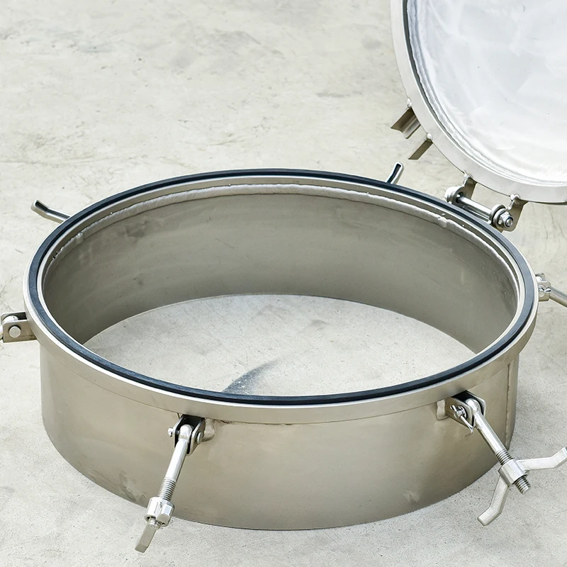 Round Stainless Steel Manway Manlid Manhole Cover For Chemical Tanker Parts