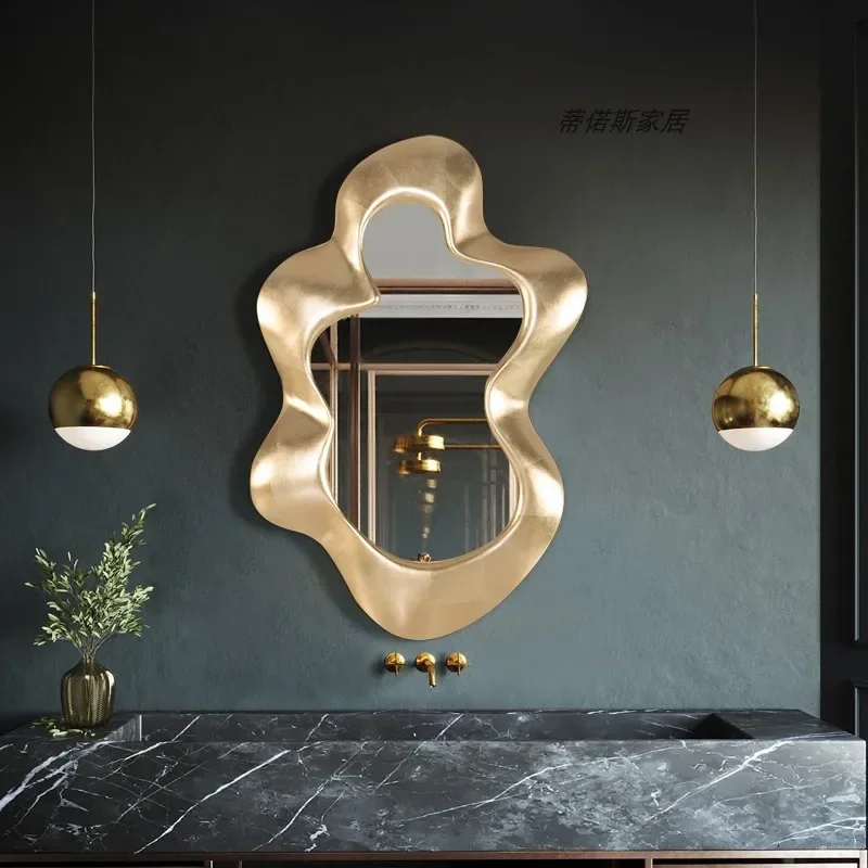 

Vintage Decorative wall mirrors luxury Jeweler Handicraft Aesthetic Irregular bathroom mirror Led miroir mural home decor GY50DM