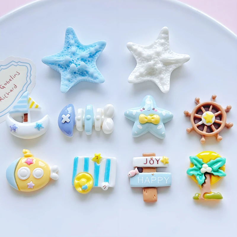 10PCS Summer Cute Beach Shoes Charms Set Starfish Ship Wheel Shoe Pins for Clogs Sandals Aesthetic Girls Decor