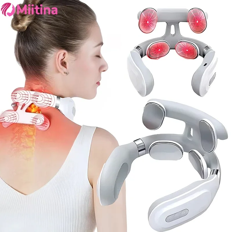 

4 Head Neck Massage Machine Intelligent Electric Neck Protection Heating Machines Vibration Hot Compress Cervical Spine Machine