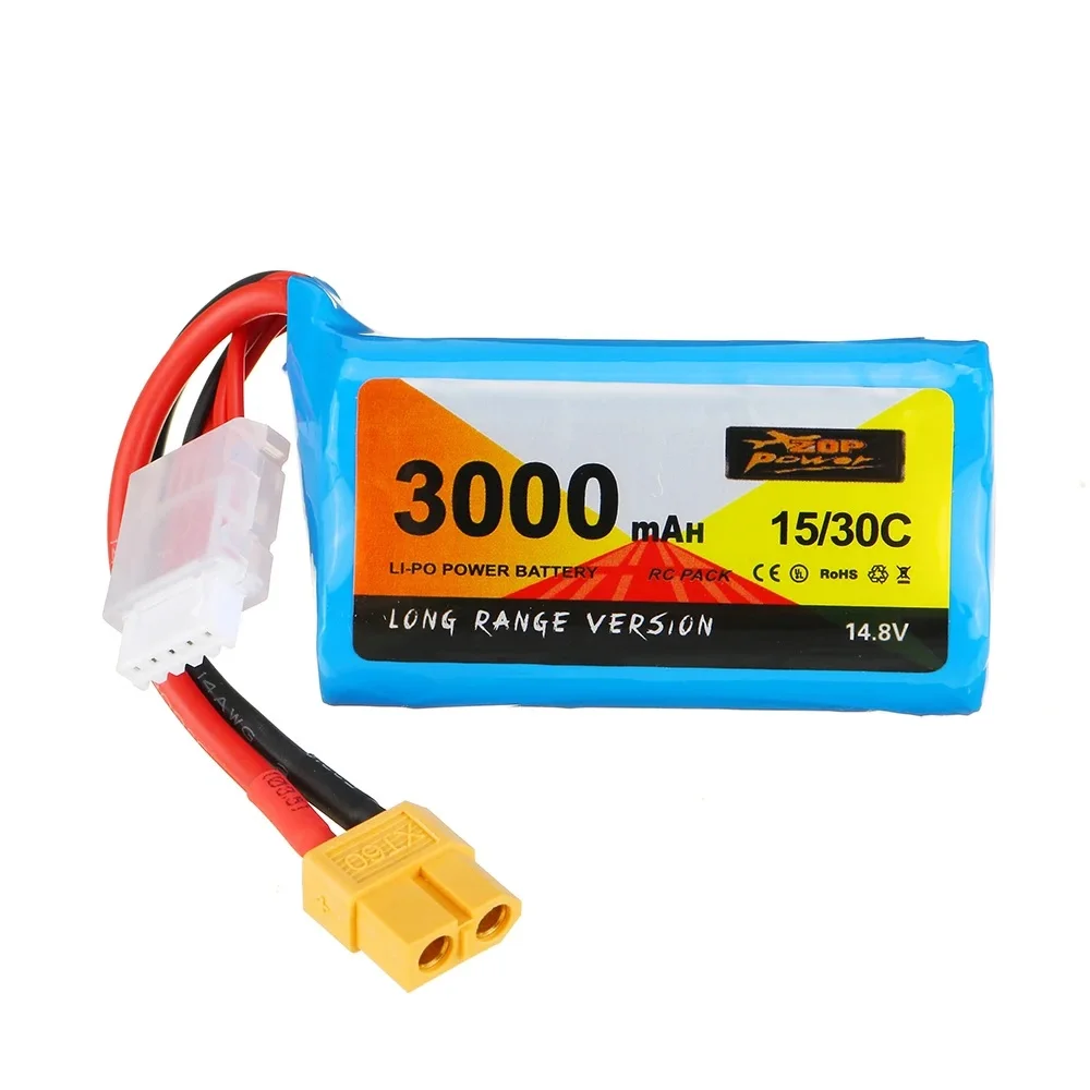 Zop Power 14.8V 3000Mah 15/30c 4S Li-Ion Batterij Xt60 Stekker Voor Rc Drone