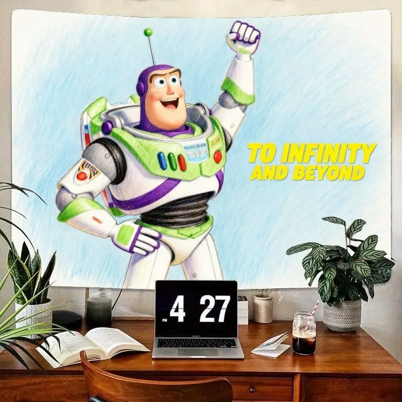 

Гобелен «Базз Лайтер «История игрушек», 1 шт., настенное искусство «Do Infinity & Beyond», яркий декор комнаты из полиэстера для детей и фанатов.