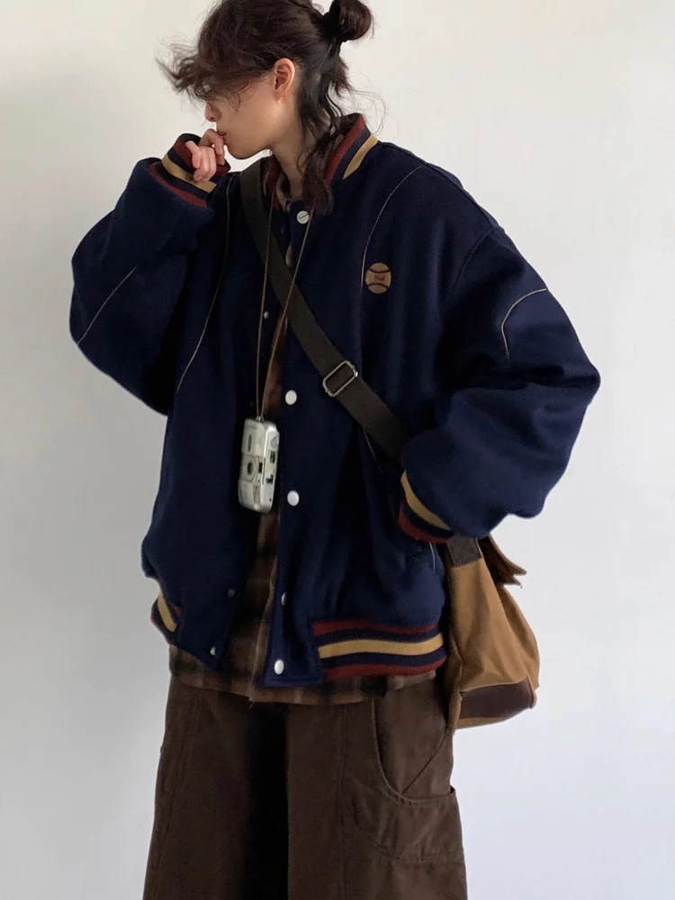 

Зимнее хлопковое пальто Thiened в стиле ретро в японском стиле, повседневное свободное теплое молодежное пальто без капюшона