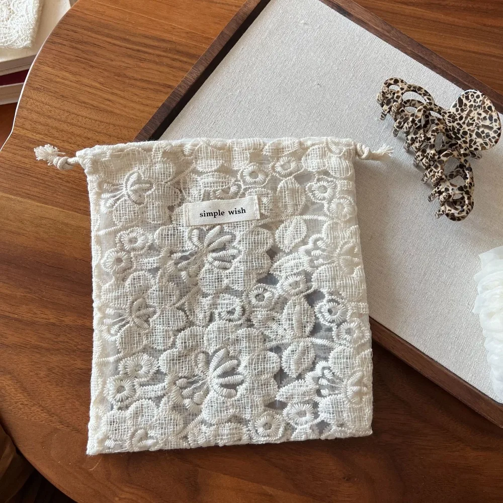 Portable Embroidery Flower Drawstring Pouch for Jewelry