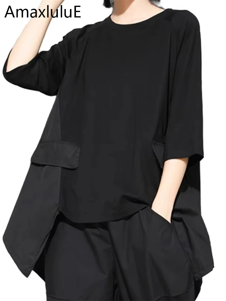 Amax luluE Korean Fashion Design Clothes Womens Loose Punk Tee Shirts Casual Tops Ladies Luxury Classic Vintage Cotton Clothes