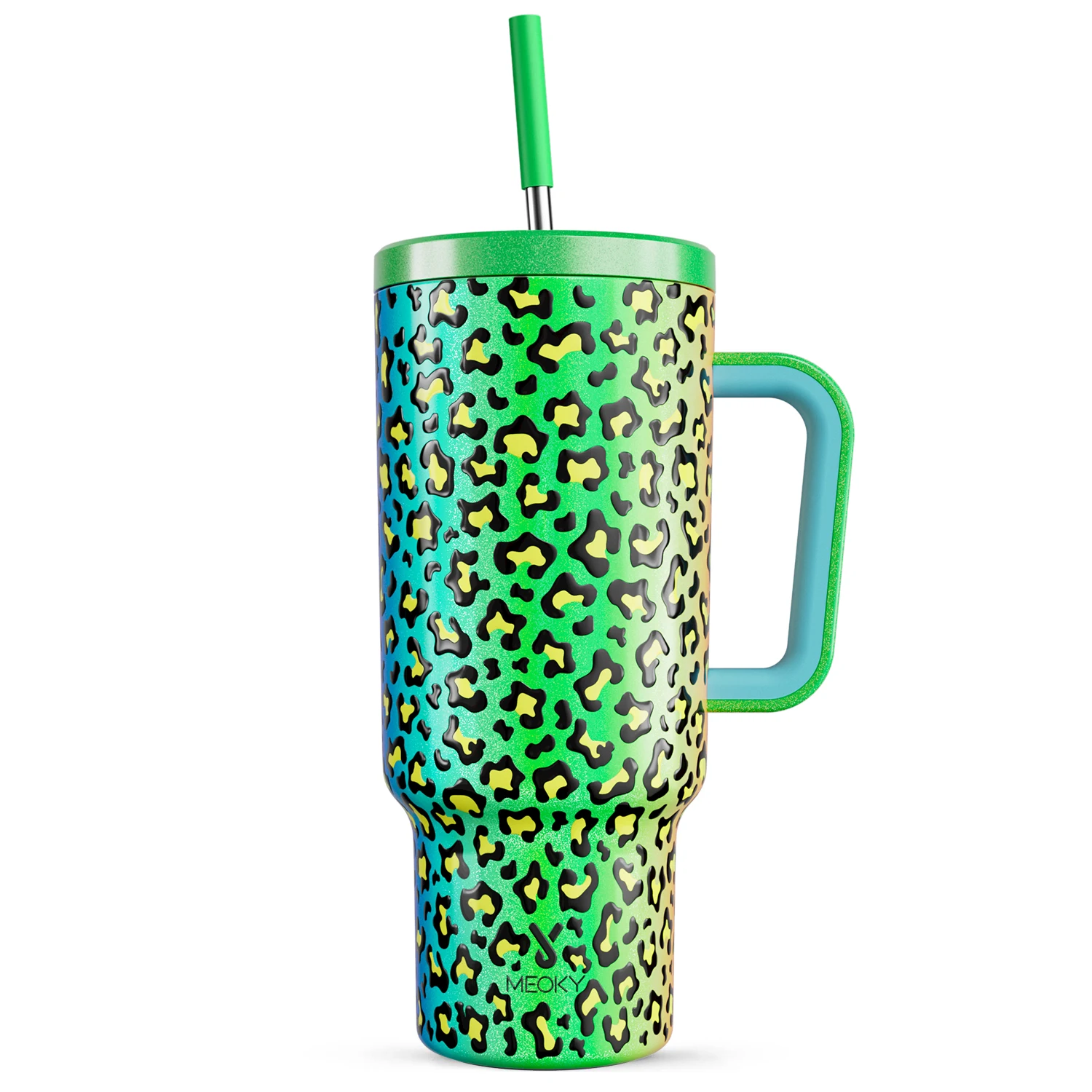 

40oz Meoky Cup Tumbler Straw Lid leopard Print Stainless Steel Vacuum Insulated Car Mug Double Wall Thermal Iced Travel Cup