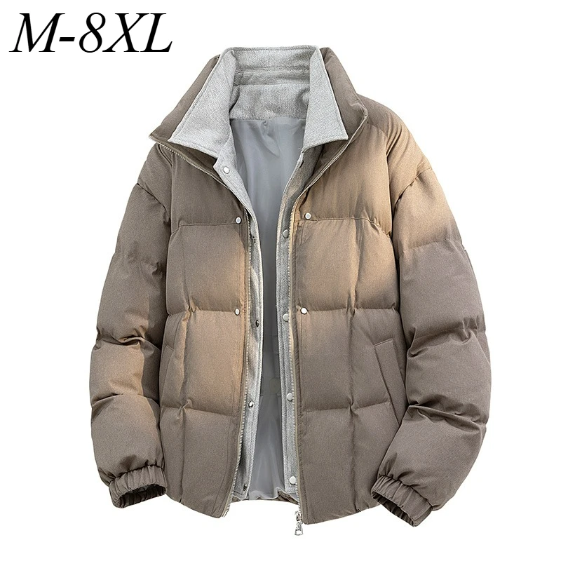 

Mens Lightweight Down Jacket Outdoor Camping Thick Warm Parka Premium Lapel Fake Two Piece Design Cold Proof Winter Down Coats