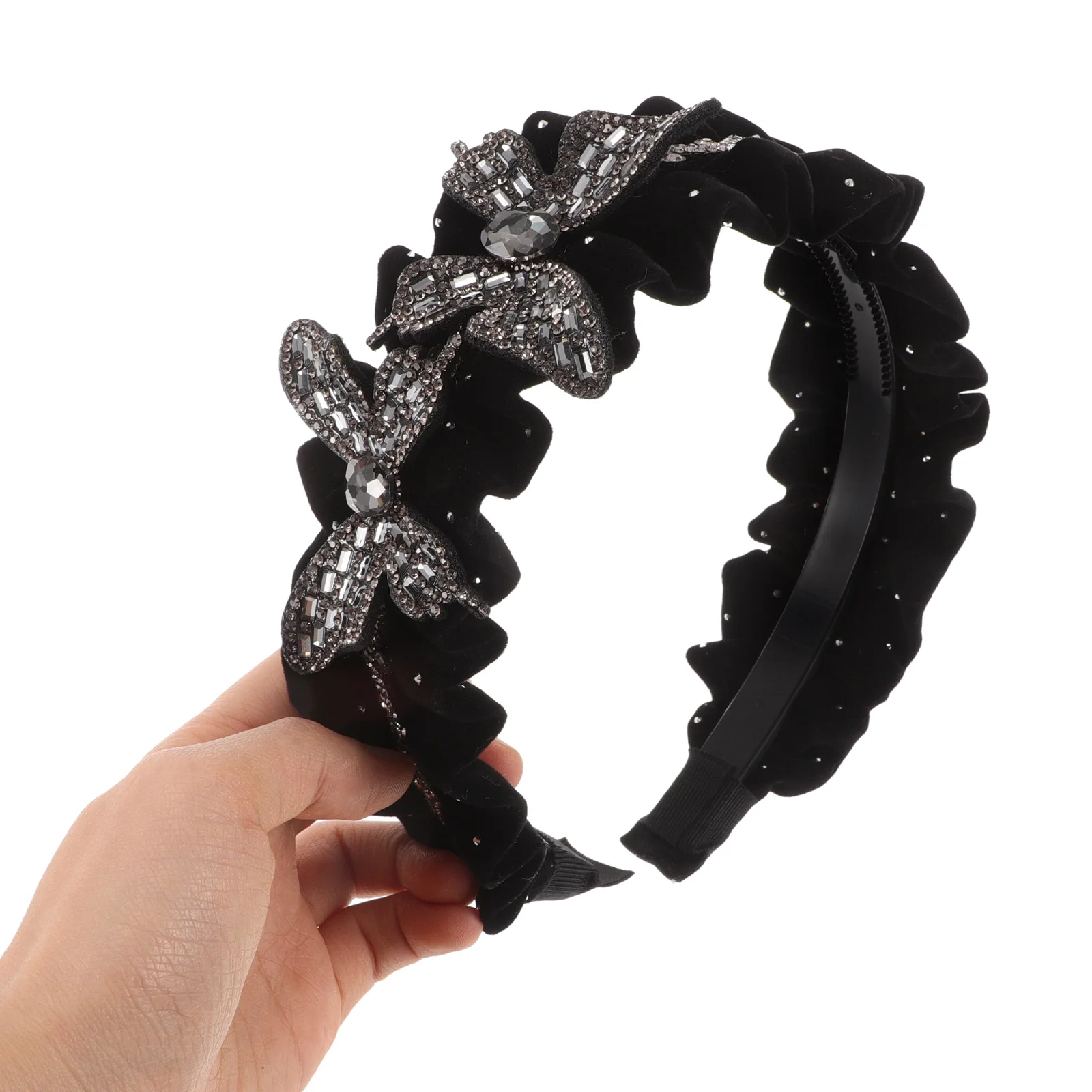 

Bow Headband Headbands Butterfly Face Wash Black Rhinestones Hair Accessories for Women