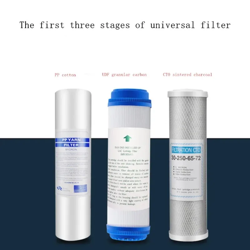 3 Levels PP Cotton Filter+10'' Water Purifier Filter UDF Granular Activated Carbon Filter+CTO Compressed Carbon Reverse Osmosis