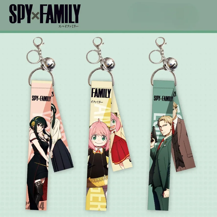 Fashion Anime Figure Anya Forger Yor Forger Bond Forger Ribbon Key Ring HD Pattern Acrylic Key Chain Model Plate Student Gifts