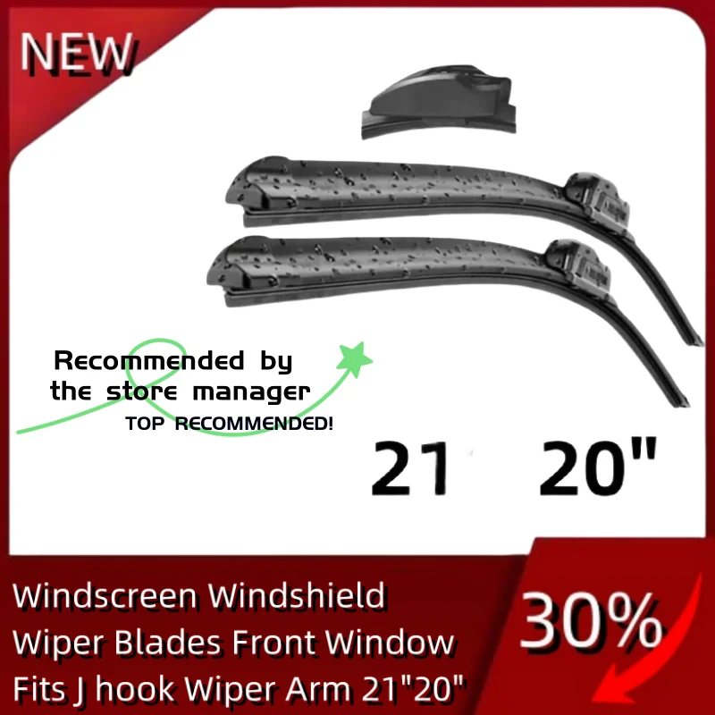 

21" + 20" OEM Quality Bracketless Windshield Wiper Blades J-Hook Pair All Season