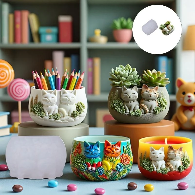 

Силиконовые формы для рукоделия в форме кошек, многоразовые инструменты ручной работы, силиконовая текстура для изготовления из