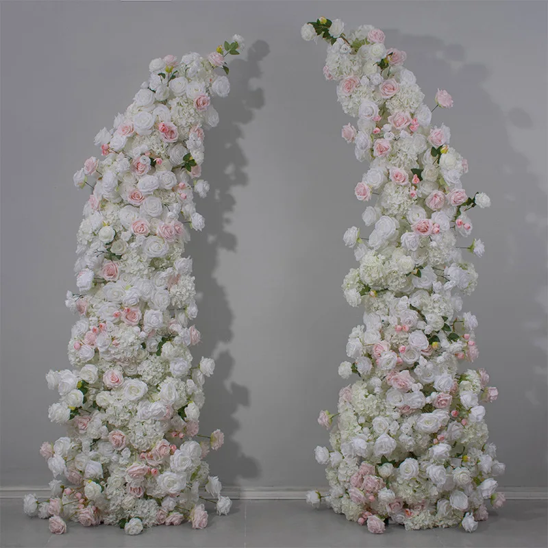 

Guangqianfeng's new white and pink horn flower arrangement wedding stage background arrangement arch croissant rack decoration s