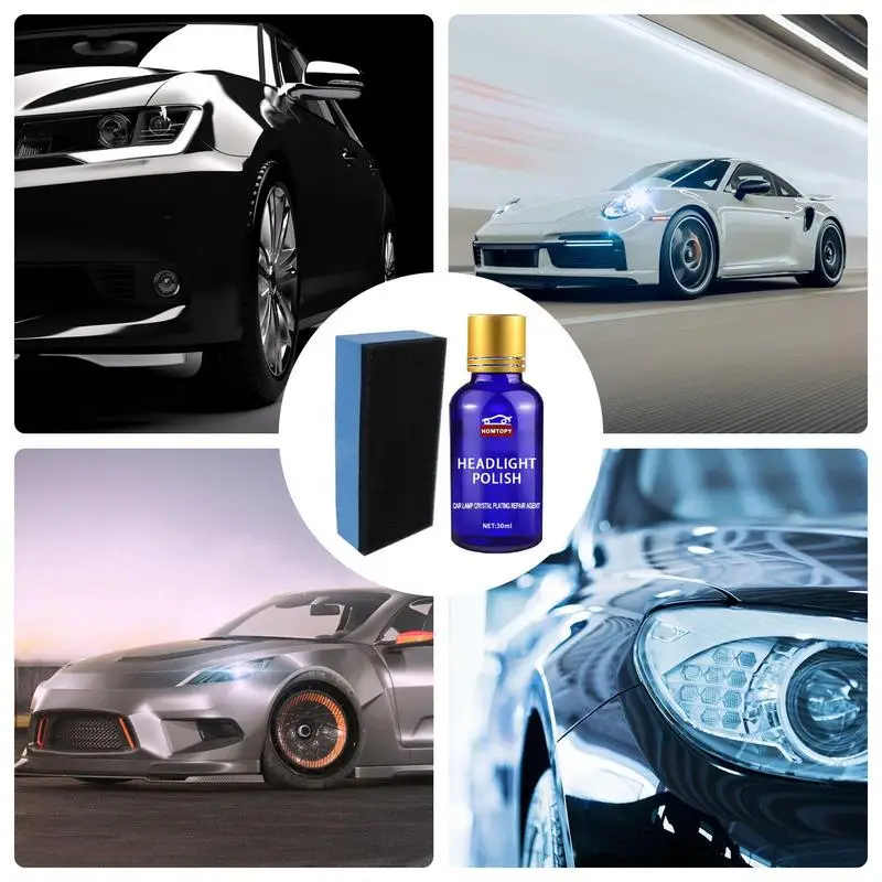 Car Headlight Restoration Fluid Instant Renewal Restorer With Sponge 30ML Auto Headlight Restoration Liquid Headlight Repair