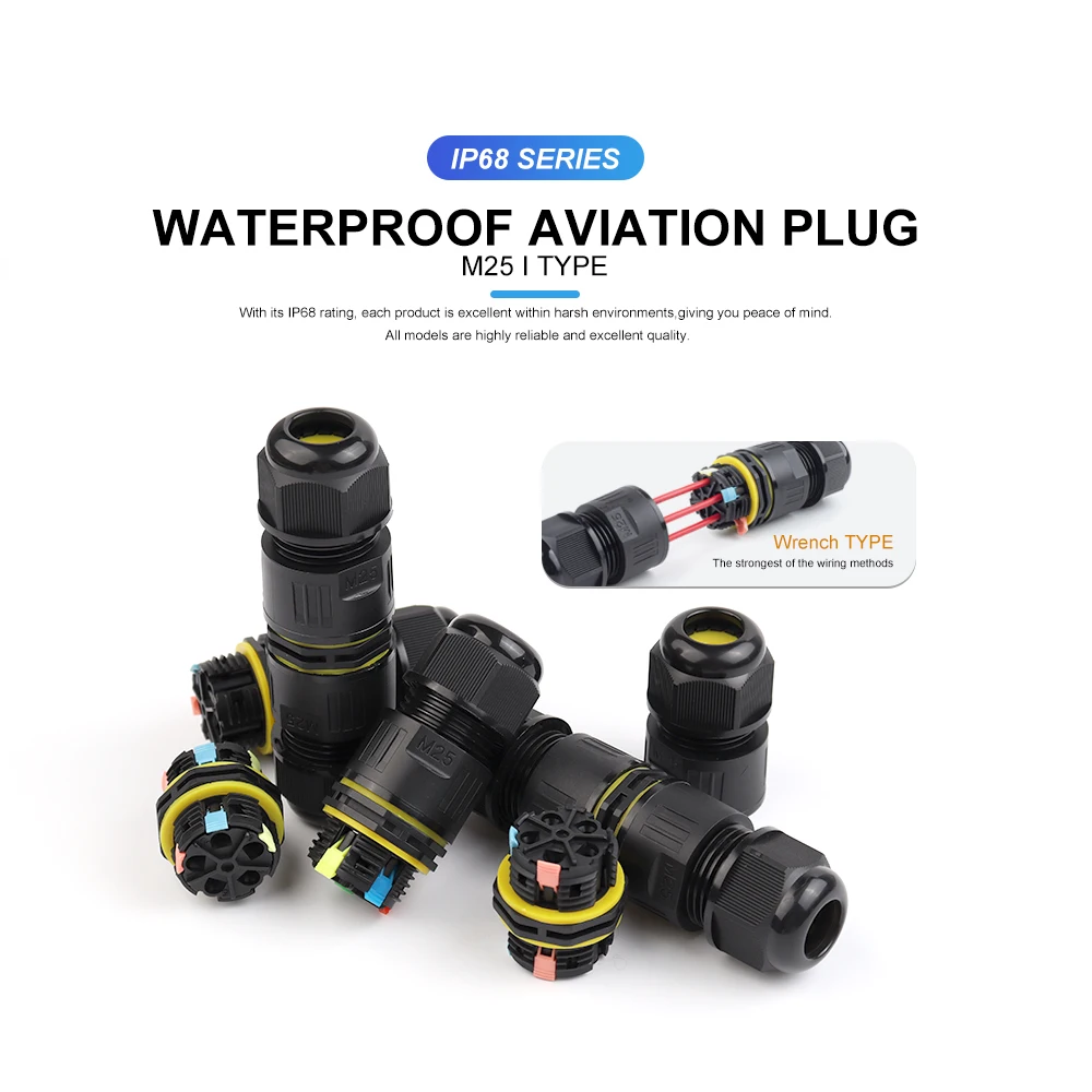 IP68 M25 Quick Lever Terminal Led Lighting Wire Connectors Outdoor Waterproof Connector 2/3/4/5 Pin RainProof Junction Box