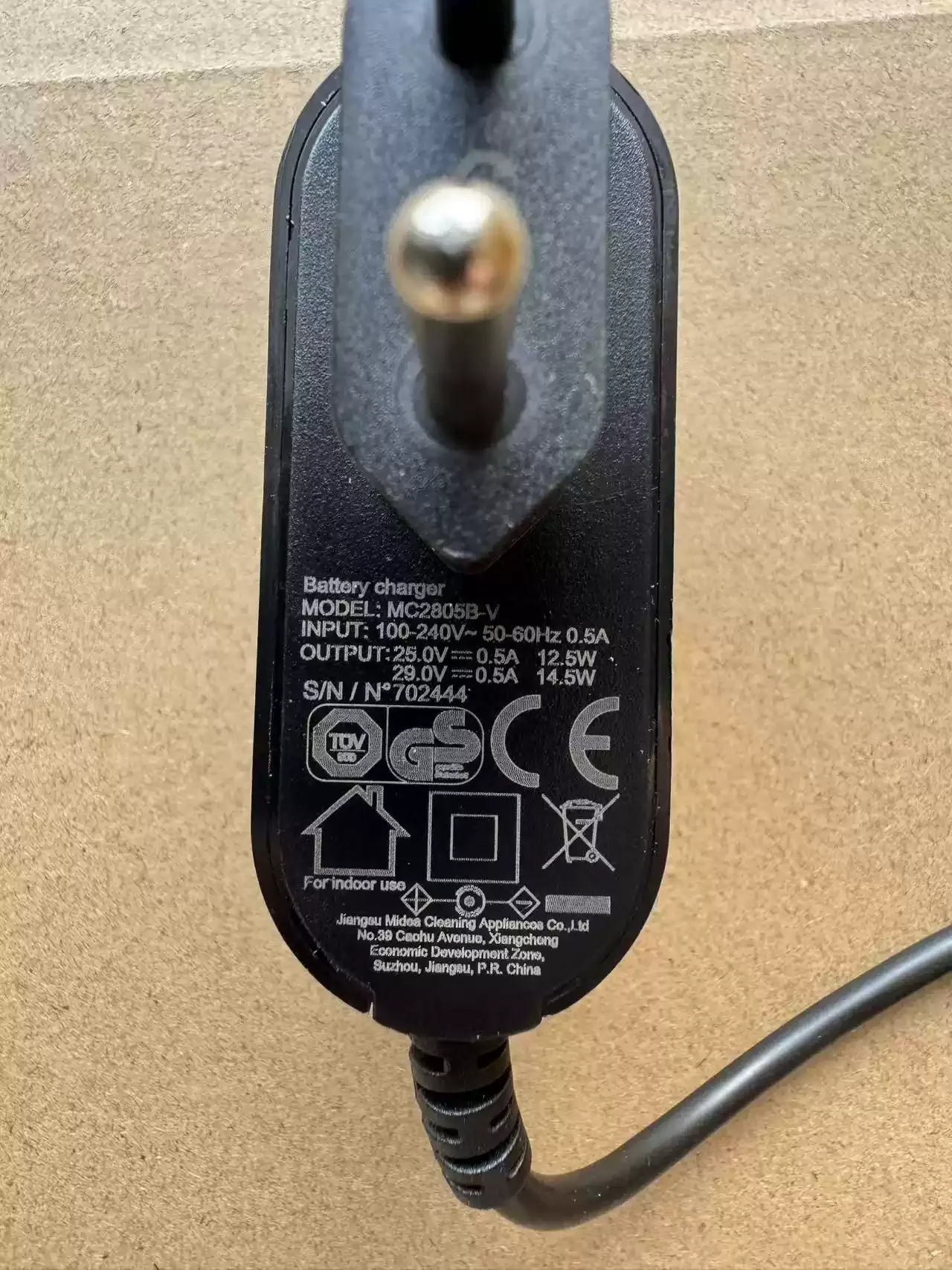 Suitable for Midea vacuum cleaner charger EU standard power adapter 500ma MC2805B-V