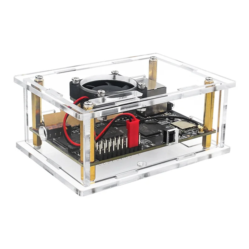 Novo! Para kickpi k2b h618 devo placa caso acrílico com ventilador de refrigeração + dissipador calor cobre puro escudo protetor transparente