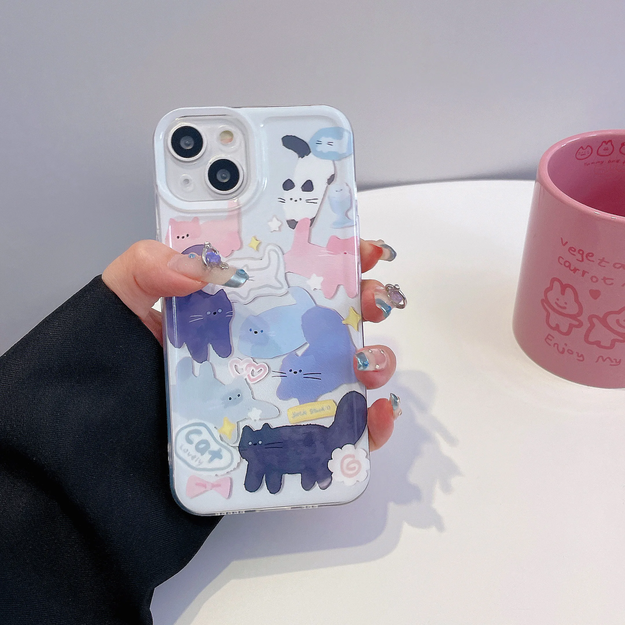 Cute Colorful Cat Space Phone Case For iPhone 11 12 13 14 15 pro max