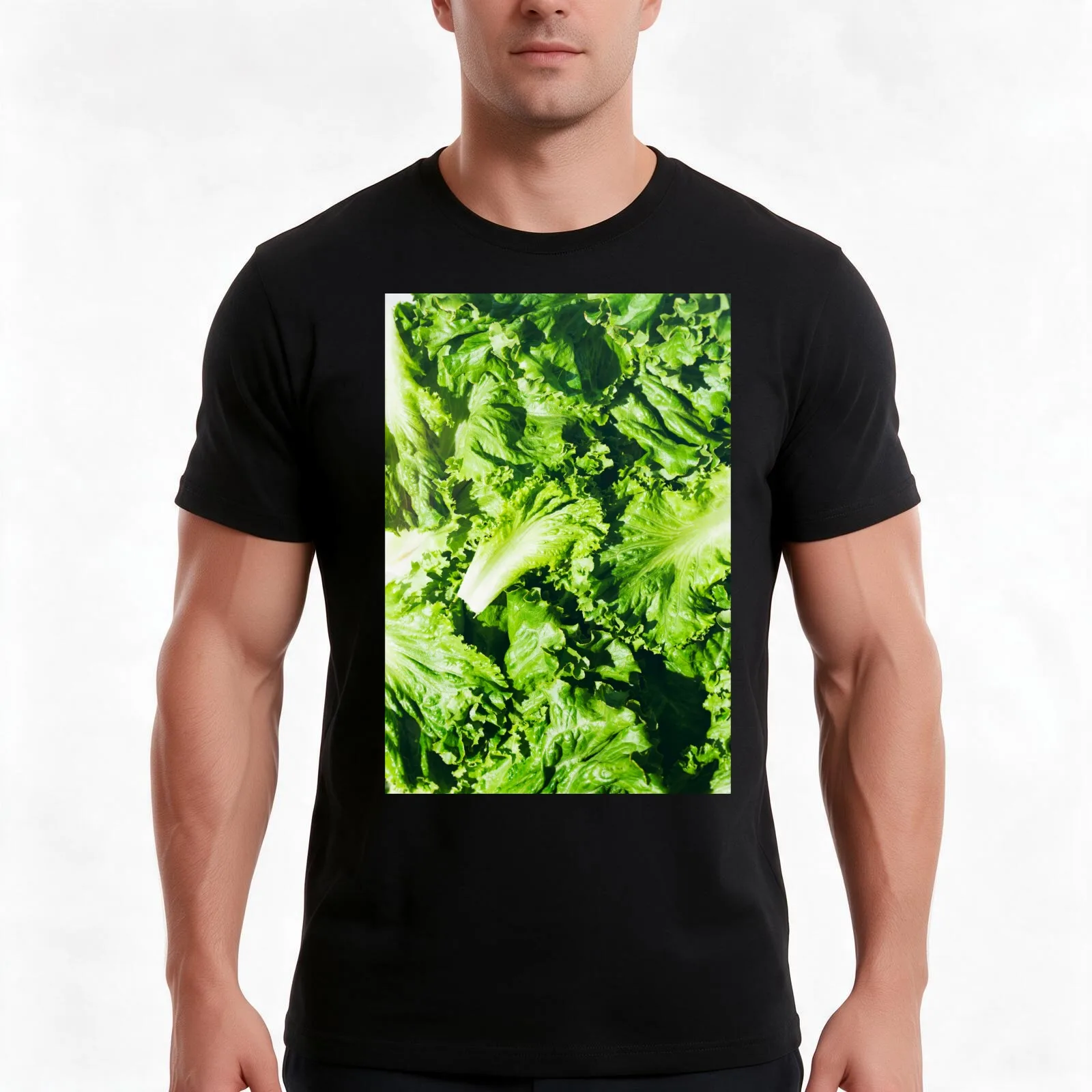 Ingredients: Overhead View Of Leaves Of Green Leaf Lettuce T-Shirt, Summer Casual Cotton Tee, Oversized Streetwear Tops