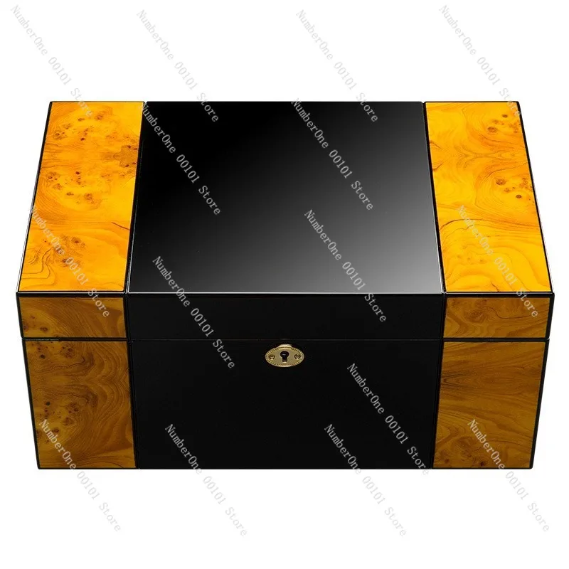 Elegant Spanish Cedar Cigar Humidor Box Cabinet Constant Temperature Humidity Control Solid Wood Double Layer Lacquer Finish