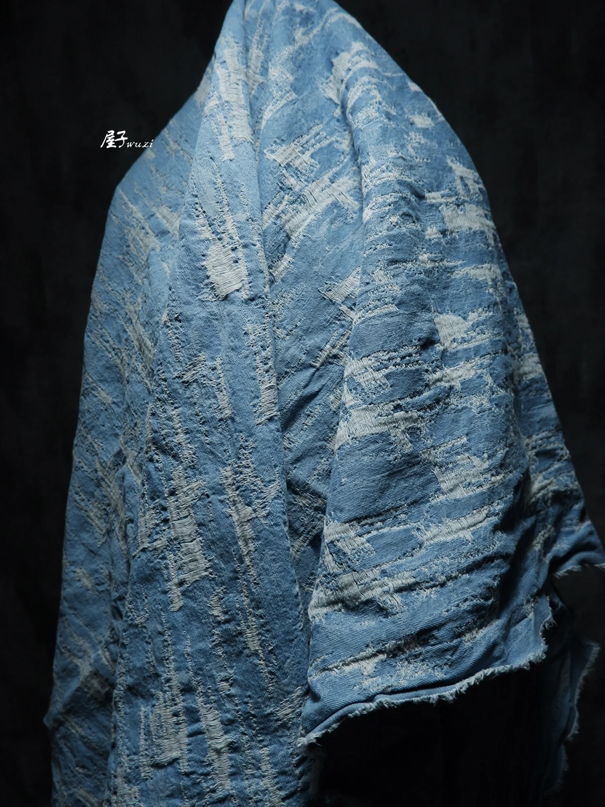 

Worn Hollow-out Distressed Jacquard Denim Fabric Washed Pants Coat Clothing Designer Sewing Fabric