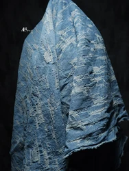 Worn Hollow-out Distressed Jacquard Denim Fabric Washed Pants Coat Clothing Designer Sewing Fabric