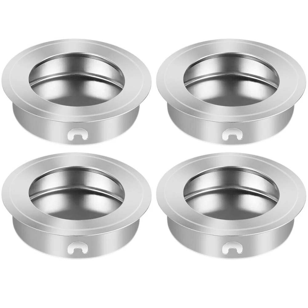 Flush Fitting Recessed Pull Handle 4PCS Stainless Steel for Sliding Doors Cabinets Drawers with Inset Edge and Pocket Design