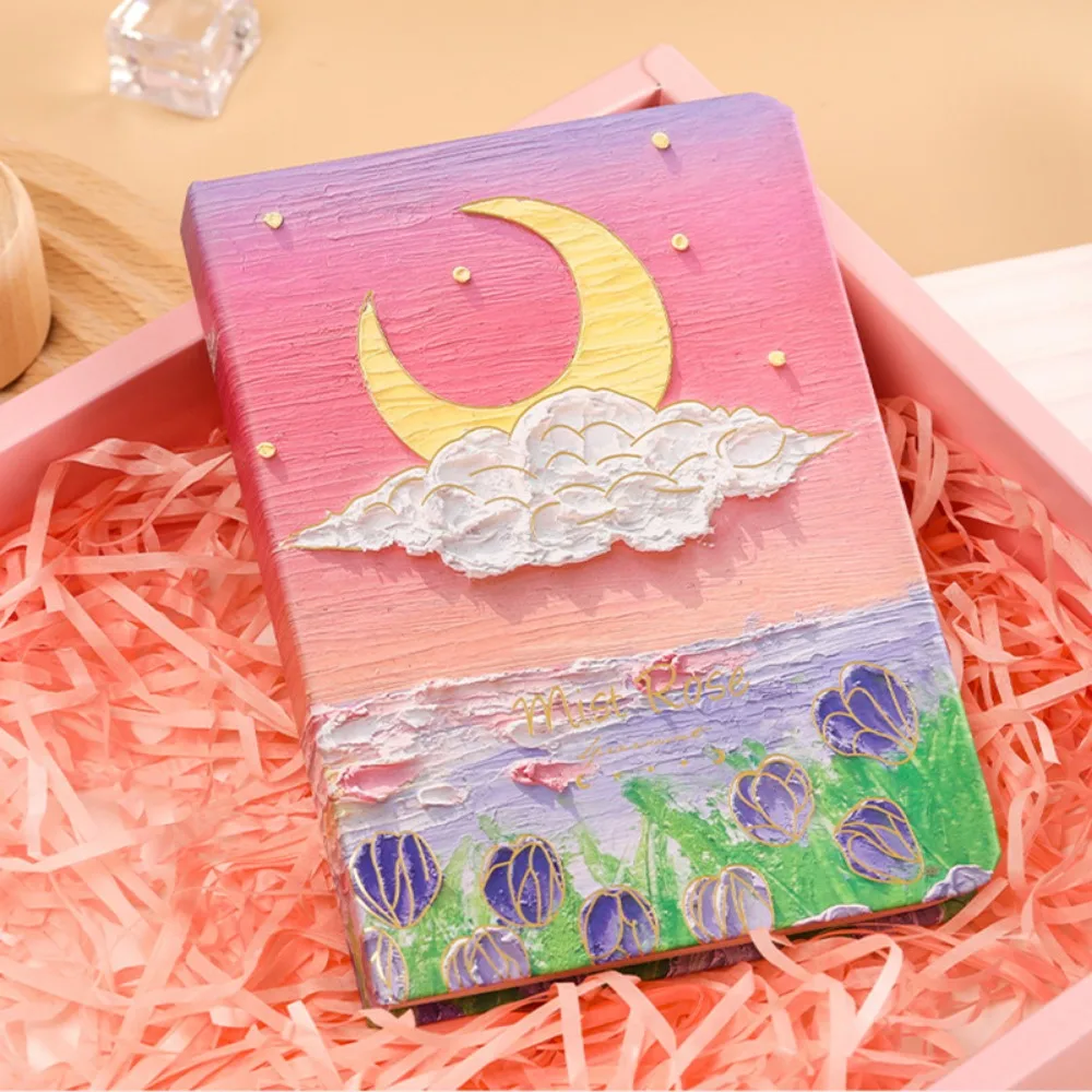 Japanese Korean Fresh Style Journal Gift Box Set Star Moon Oil Painting Theme Kit with Pen Notes New Year Festival Gift
