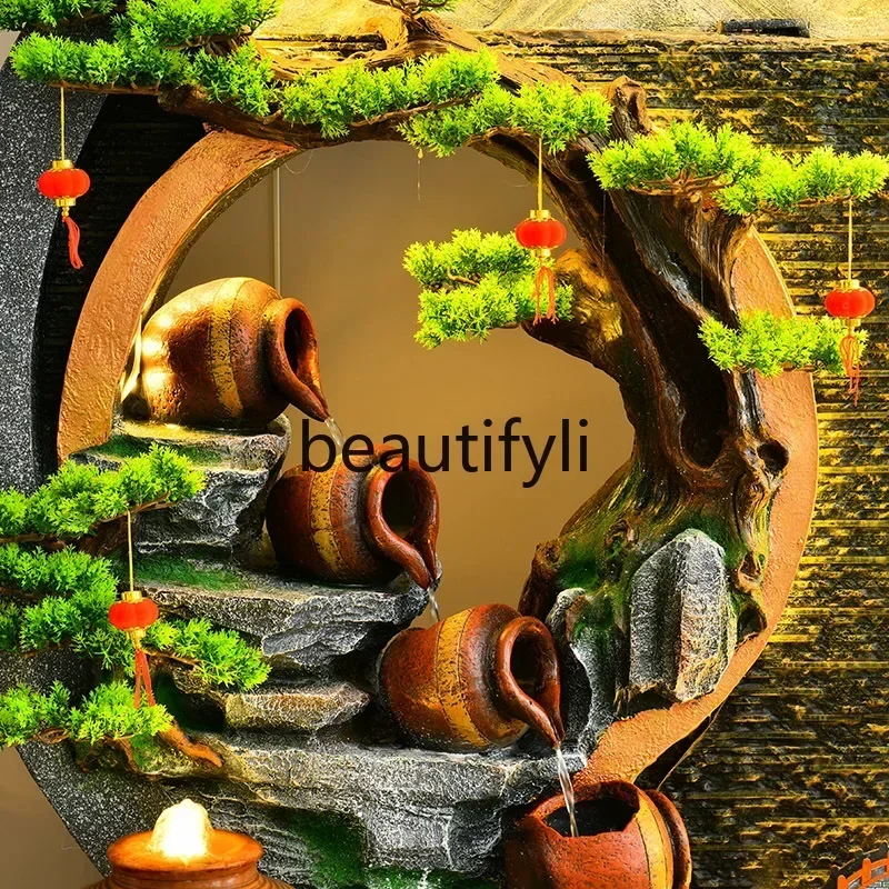 K18 A26 Rockery flowing water fountain feng shui wheel floor ornament office living room decoration landscape