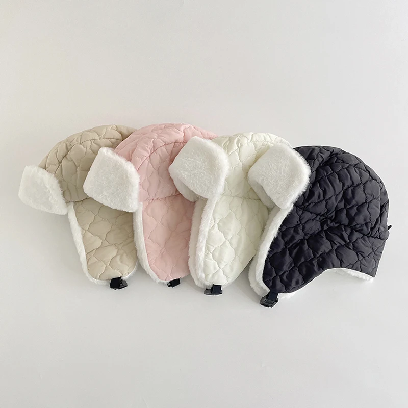 Gorro de invierno con orejeras para bebé, Gorro acolchado de algodón de felpa, ajustable, accesorios para niños y niñas de 2 a 7 años